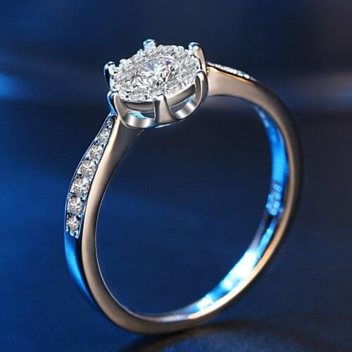 Exquisite Elegant Silver Plated Women Ring White Zircon Crystal Ring Wedding Band Engagement Women Jewelry Promise Ring Gifts