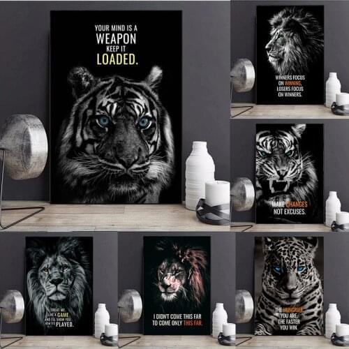Wild Lion Letter Motivational Quote Art Canvas Painting Wall Art Posters Prints Cuadros Wall Pictures for Living Room Home Decor