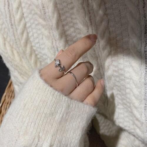 Rings Rose Flower For Women Adjustable Opening Vintage Hot New Trend Fashion Female Finger Jewelry Girlfriend Best Gift BOYULIGE