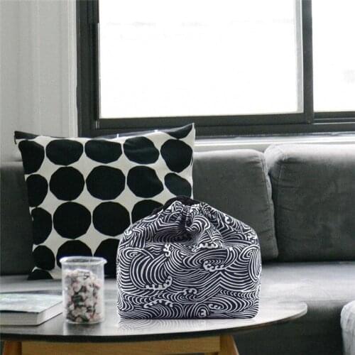 Japanese Style Lunch Box Bag Drawstring Lunch Bag Bento Tote Pouch Portable Children Storage Box Travel Tableware Storage Bag