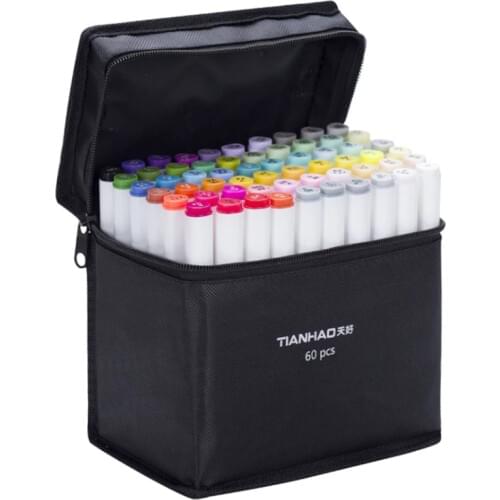 TIANHAO 30/40/60/80 Colors Art Markers Dual Head Alcohol Based Sketch Markers Pen Set For Drawing School Office Art Supplies