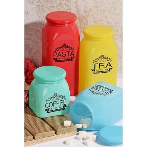 Matte Color Glass 4 PCs Jar Set
