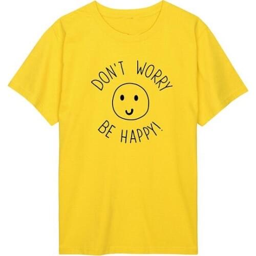 Dont worry be happy t shirt womens mens ladies boys girl tee top hipster tumblr grunge fun swag Unisex t shirt fashion smiley