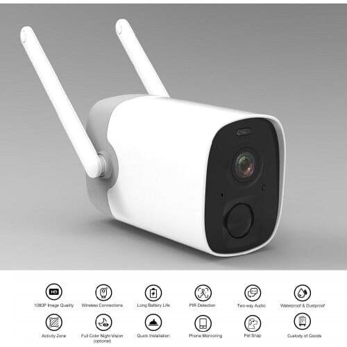 Outdoor Battery Powered Camera WiFi Built-in Battery 1080P HD Home Wireless Security Camera Indoor PIR Human Detect Surveillance