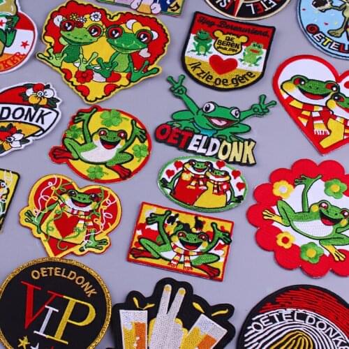 Frog Carnival for Netherland Patches For Clothing Oeteldonk Ironing Applications DIY Oeteldonk Emblem Embroidery Iron On Patches