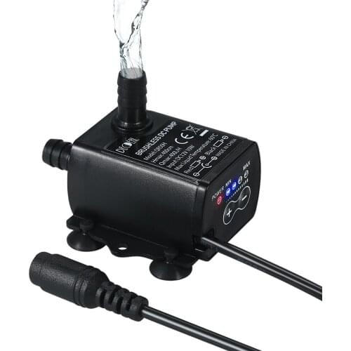 Ultra-quiet Mini DC12V 10W 400L/H Brushless Water Pump 5.5*2.1mm Female Submersible Fountain Flow Adjustment Function Lift 4M
