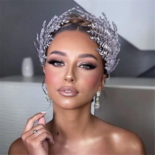 PEORCHID Crystal Bridal Headband Princess Wedding Crown For Women Beaded Bride HairJewelry Bridal Headpiece Couronne De Mariage