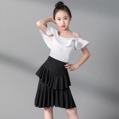 Latin Dance Dress for Children Girls Competition Ballroom Salsa Tango Practice Dance Clothing Cha Cha Costumes Tops + Skirt Set
