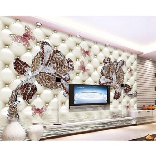 Custom Wall Wallpaper Diamond Flower Jewelry Wallpaper 3D Living Room Bedroom Background Wallpaper papel de parede Beibehang