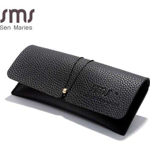Sen Maries Portable Unisex Leather Sunglasses Case Flip Reading Eyeglass Box Eyewear Protector Accessories Can Custom LOGO 50MOQ