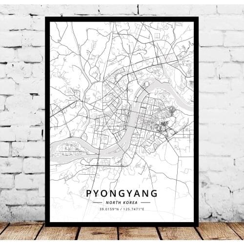 Pyongyang North Korea Map Poster