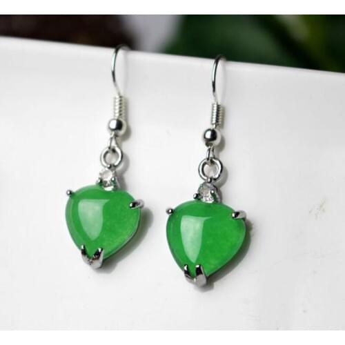 Plated Green Heart Shape Earring Teardrop Drop Earrings Dangle Earring Womens Fashion Jewelry