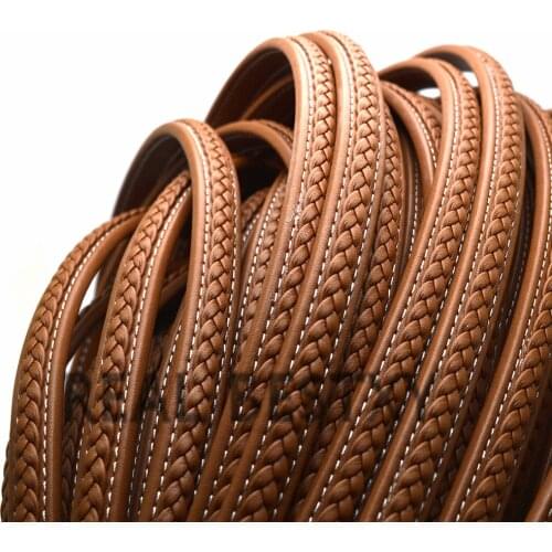 REAL BESTXY 1m/lot 12*6mm flat wide braided cord for bracelets making flat braided leather cords wide leather cords for bracelet
