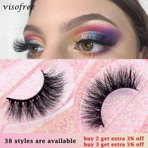 Visofree Makeup Eyelashes 3D Mink Lashes Fluffy Soft Wispy Volume Natural long Cross False Eyelashes Eye Lashes Reusable Eyelash