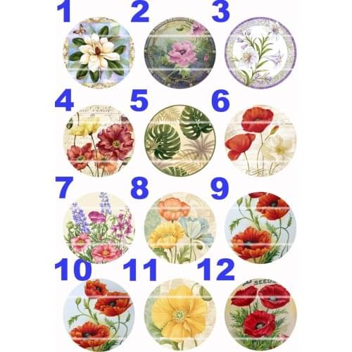 Handmade 10~25mm Colorful picture Retro Round Glass Cabochons for Necklace Decoration and Phone Chain Accessaries 60 /pcs-65