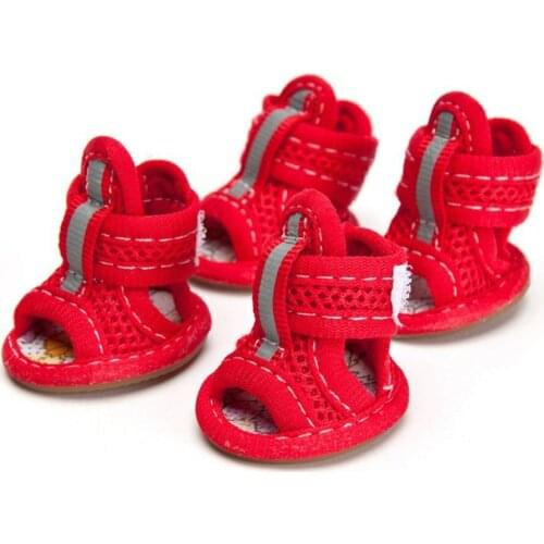 Spring Summer Dog Shoes Breathable Soft Mesh Dog Sandals Puppy Pet Dog Shoes Anti-Slip Small Dog Shoes Candy Colors