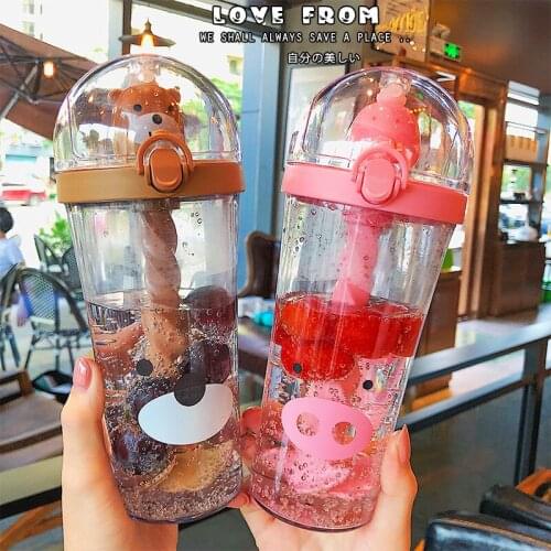 Straw Cup with Lid Water Bottle Lids Straw Cup Coffee Drink Decoration Cool LOGO Water Bottle