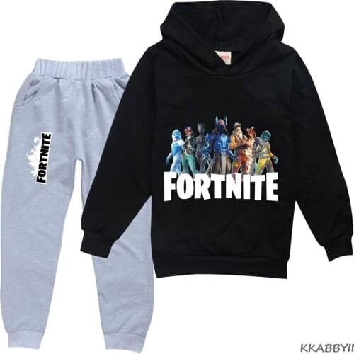 Fortnite Night Spring and Autumn Printed Boys and Girls Cartoon Childrens Sports Hoodie Clothing Fort + Pantsuit