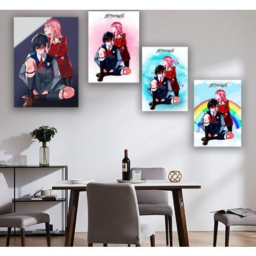 Darling in the Franxx Zero Two Hiro Poster Canvas Wall Art Decoration Prints Dorm Living Room Home Bedroom Decor Painting
