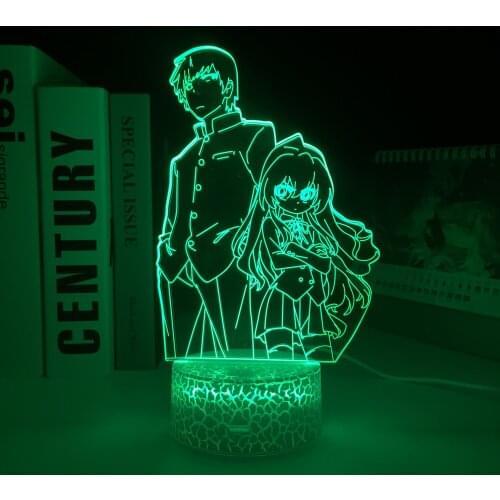 TIGER DRAGON Toradora Anime 3D LED Light White Base for Birthday Gift Night Light Kids Bedroom Decor Table 3D Lamp