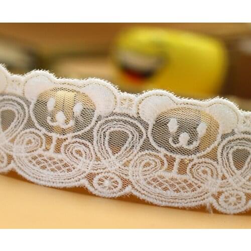 Bear Cotton Embroidered Sof Tulle Mesh Lace Trim DIY Veil Cuff Sewing Accessories VQX232128