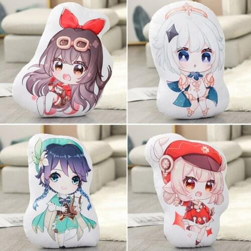 Japanese style Anime Game Genshin Impact Plush Pillow toy QiQi Klee Paimon Diluc Q version Pillow Doll Bag Pendant cosplay gift