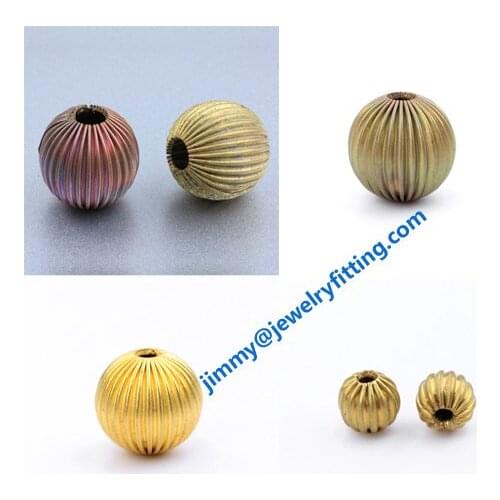 Jewelry findings wholesale 10 mm corrugate beads round shape raw brass spacer beads