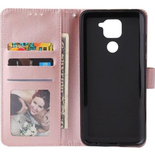 For Redmi NOTE 9 PU Leather Protective Phone Case with 3 Cards Slots Bracket Mobile Phone Cover