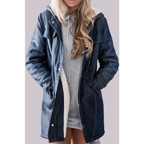 Winter Overcoat Women Plus Velvet Jacket Long Sleeve Zipper Pockets Warm Coat With Hooded Female Thick Warm Trench Coat