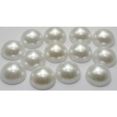 100 Ivory Half Pearl Bead 14mm Flat Back Scrapbook Craft