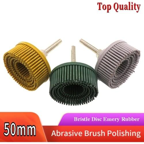 2Inch 50MM Bristle Disc Emery Rubber Abrasive Brush Polishing Grinding Wheel for Burr Rust Removal Grit 50#80#120