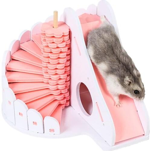 Pet Toy Bed 2 In 1 Hamster Sleeping Nest Colorful Small House Wooden Nest Eco-Friendly Round Slide Hamster Cage Pet Supplies