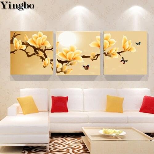 3 PCS 5D round square diamond embroidery orchid flowers full sets diamond painting mosaic pictures rhinestones icon decoration