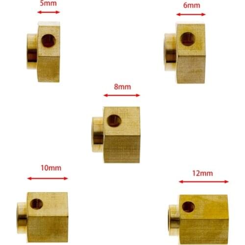 5/6/8/10/12mm Brass Hex Wheel Hub Counterweight Adapter for SCX10 III AXI03007 RC Rock Crawler Car Upgrade Accessories