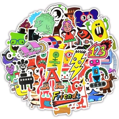 50pcs Monster Doodle Stickers Funny Graffiti Cartoon Character Robot Sticker to DIY Luggage Laptop Bicycle Skateboard Guitar F4