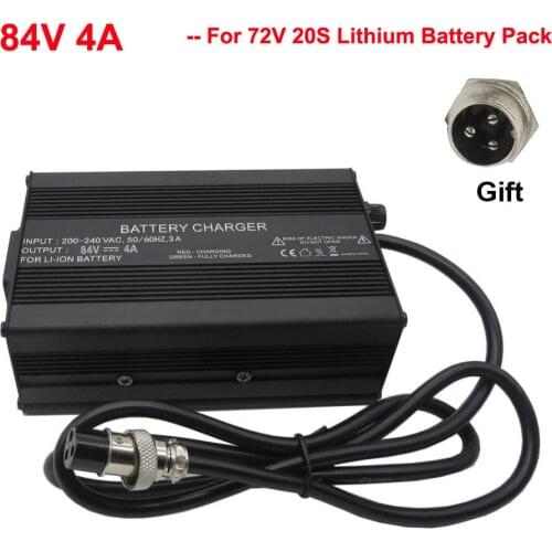 360W 20S 84V 4A Lithium charger 72V 20S Li-ion charger Used for 72 Volt 20AH 30AH 50AH ebike scooter battery pack Free shipping