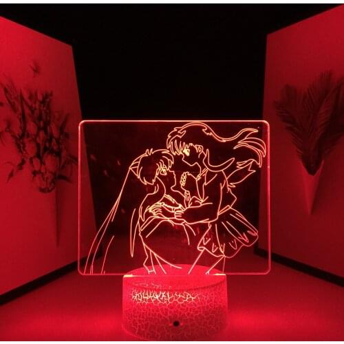Inuyasha Kagome Anime Figure 3D LED Lamp for Bedroom Decorative Nightlight Birthday Gift Room Lamp Acrylic Night Light Dropship