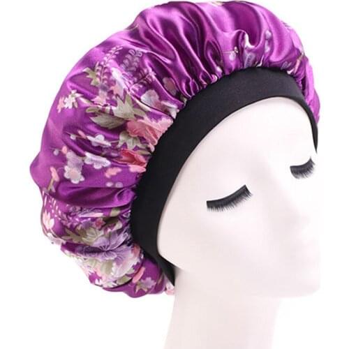 Satin Bonnet Comfortable Print Elastic Sleepping Cap Women Turbante