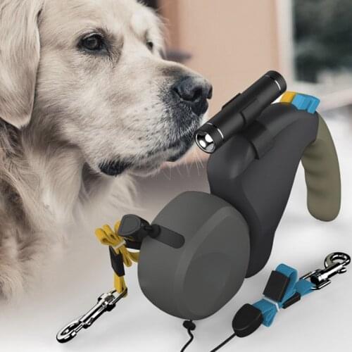 Hot Convenient Pet Dogs Leash Pets Cats Automatic Retractable Dog Double Sides Leash Rope with LED Light Dog Accessories