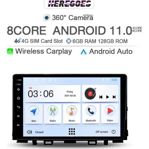 360 Panoramic Camera Carplay 6G+128G Android 10.0 Car DVD Player GPS Map WIFI Bluetooth RDS Radio For KIA Rio KX Cross 2017 2018