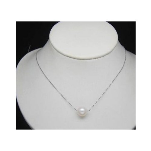 Free shipping AAA 10-11 mm natural south China sea pearl pendant necklace Silver chain