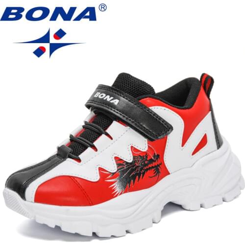 BONA 2021 New Designers Fashion Sneakers Teens Children Girls Sport Shoes Tenis Kids Walk Footwear Boys Schools Sport Shoes Soft