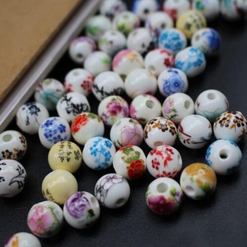 30PCs Mixed Pattern Round Ceramic Beads 8 10 12mm Fashion beads for bracelet necklace