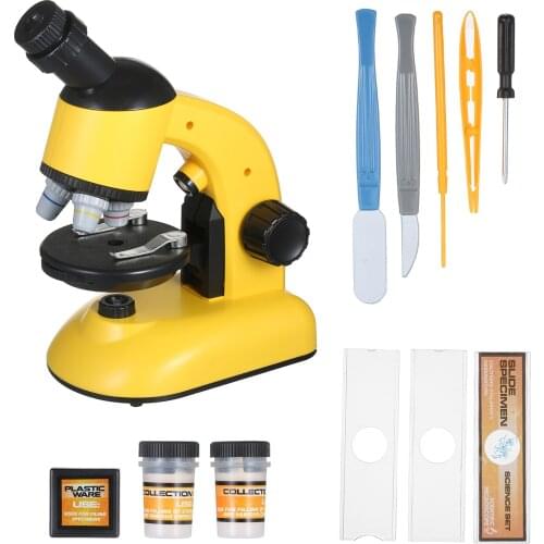 Kids Microscope Objects Specimen Observation 40X~800X Magnification Mini Desktop Beginner Microscope Kit with LED Light