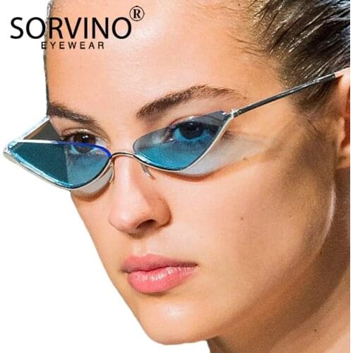 SORVINO Designer Half Frame Triangle Cat Eye Sunglasses 2020 Women Brand 90s Vintage Small Cateye Sun Glasses Tiny Shades SP228