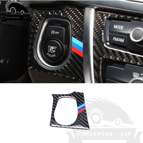 For BMW 13-18 F30 F34 3 4 Series 3GT Interior Carbon Fiber Car Start Stop Engine Button Cover Sticker M Strips Trim Car Styling