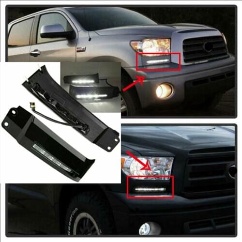 2pcs 12V Car LED Daytime Running Light for Toyota Tundra Sequoia 2007 2008 2009 2010 2011 2012 2013 DRL White Fog Lamps