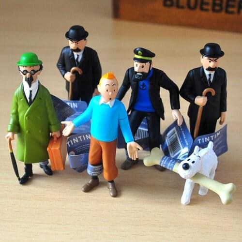 The Adventures of Tintin tintin PROFESSOR Dupont Milou Captain Haddock 3'' PVC Action Figure Collections