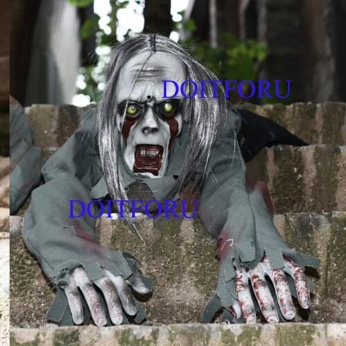 Halloween Horror Layout Crawling Ghosts Voice Control Toy Electric Eye Glow Crawling Ghost Haunted House Party Decorations Prop