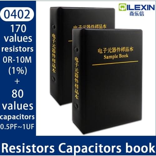 Capacitor Resistor Mixed book 0402 SMD (0Ω-10MΩ) Chip Resistor 1%+ (0.5pf-1uf) SMT Capacitor Assortment Kit Pack Sample Book